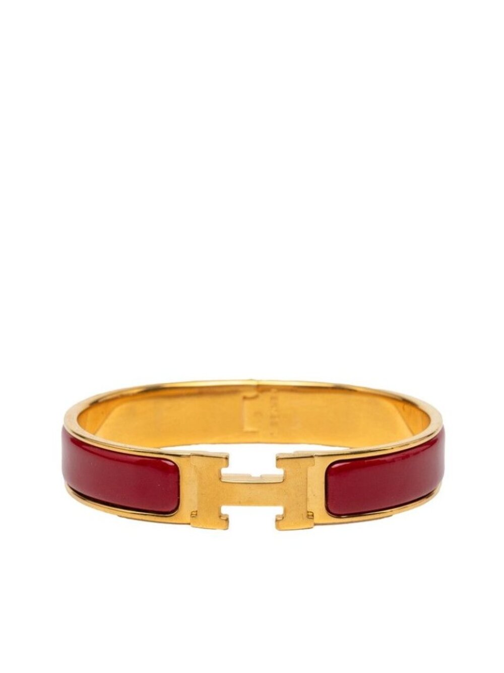 Hermes Click PM Enamel Bracelet Red Gold Plated